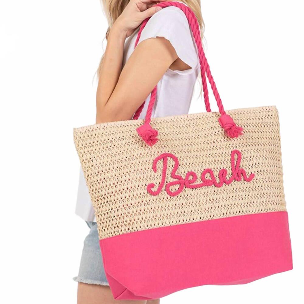 NEW 3AM BY H&D ACCESSORIES women's crochet & color-sewn rope beach tote bag in h